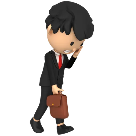 Angry Businessman walking put of office  3D Illustration