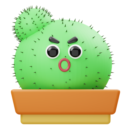 Angry Cactus 3D Illustration