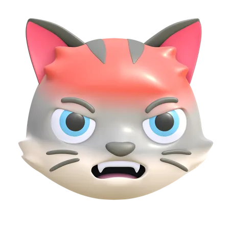Angry cat  3D Illustration