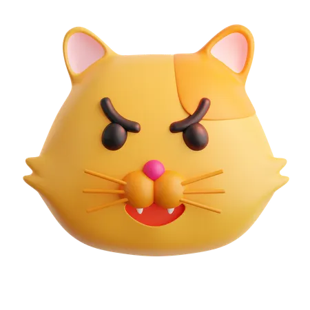 Angry Cat Emoji  3D Icon