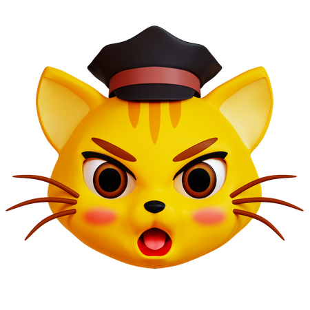 Angry Cat with Black Hat  3D Icon