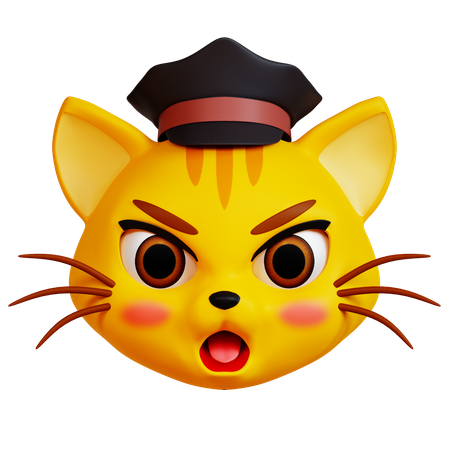 Angry Cat with Black Hat  3D Icon
