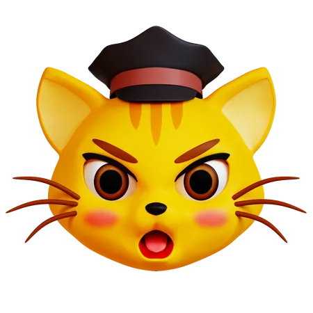 Angry Cat with Black Hat  3D Icon