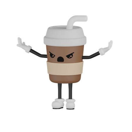 Angry Cup  3D Illustration