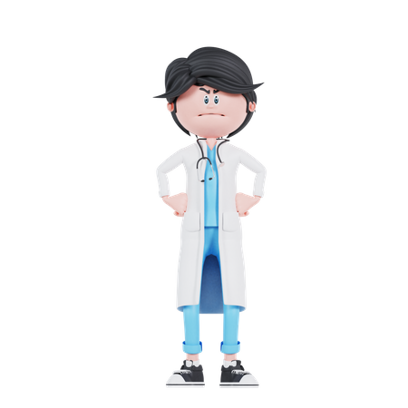 Angry doctor standing  3D Icon