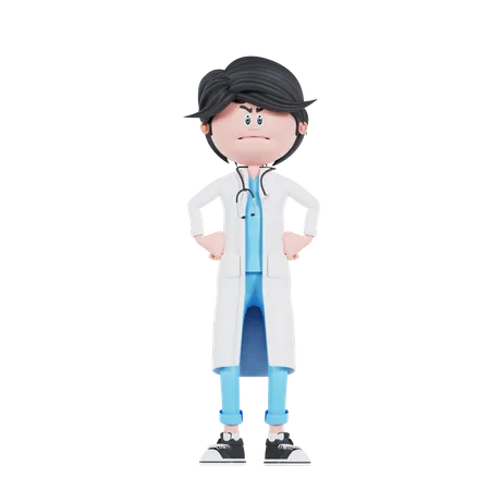 Angry doctor standing  3D Illustration