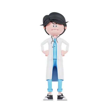Angry doctor standing  3D Illustration
