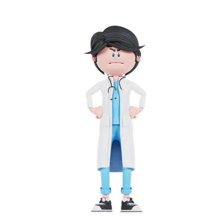 3 D Doctor Angry Pose 3D Illustration