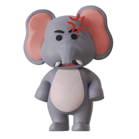 Angry Elephant  3D Illustration