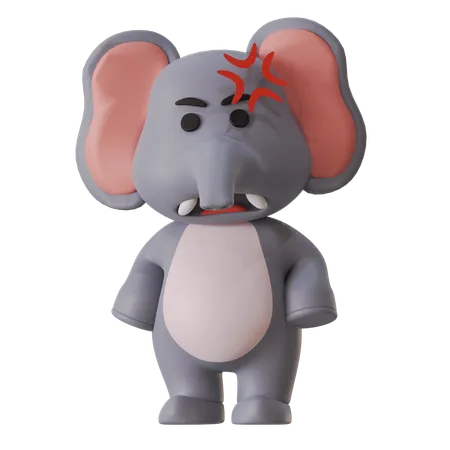 Angry Elephant  3D Illustration