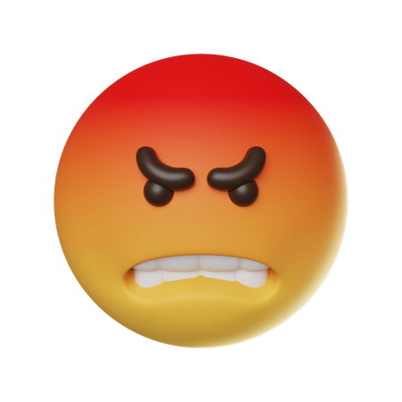 Angry Face Emoticon  3D Icon