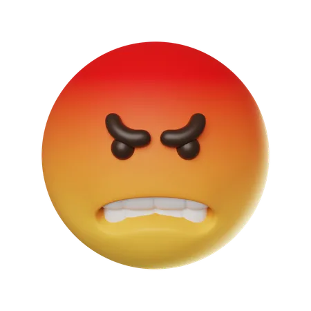 Angry Face Emoticon  3D Icon