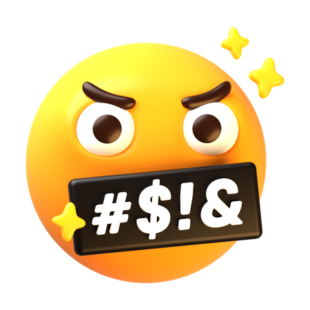 Angry face with censored word  3D Icon