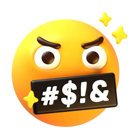 Angry face with censored word  3D Icon