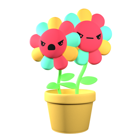 Angry Flower  3D Illustration