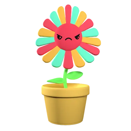 Flowers With Cheerful Angry Expressions 3 D Illustration 3D Illustration