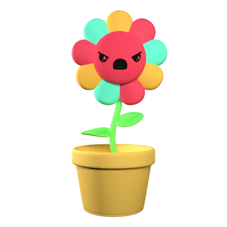 Flowers With Cheerful Angry Expressions 3 D Illustration 3D Illustration