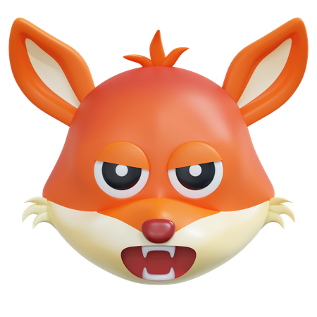 Angry Fox Emoticon  3D Icon