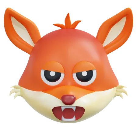 Angry Fox Emoticon  3D Icon