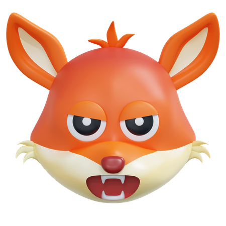 Angry Fox Emoticon  3D Icon