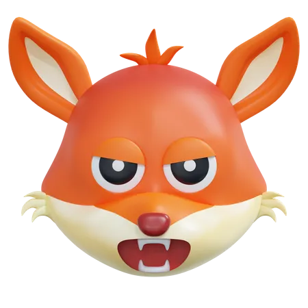 Angry Fox Emoticon 3 D Illustration 3D Icon