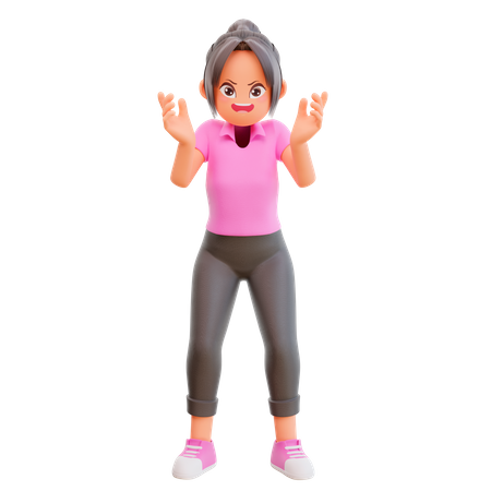 Angry Girl expressing negative emotions  3D Icon