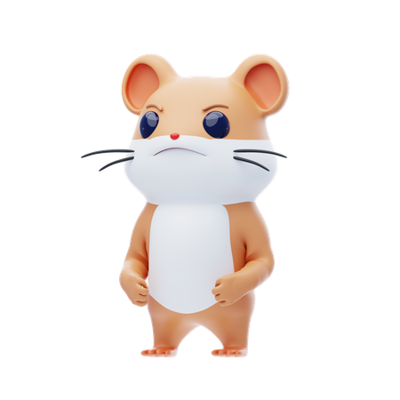 Angry Hamster Character  3D Illustration