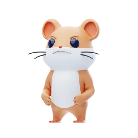 Angry Hamster Character  3D Illustration