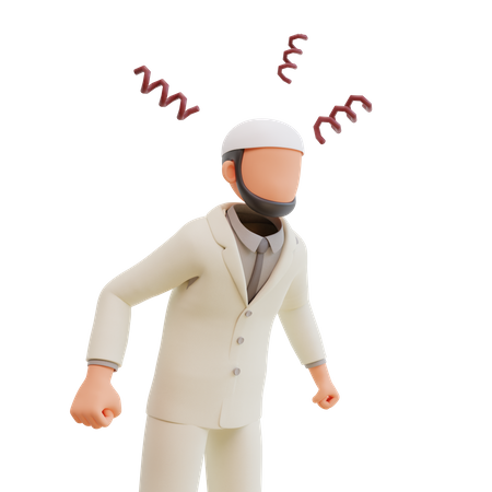 Angry islamic businessman  3D Illustration