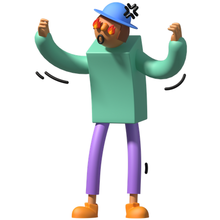 Angry Man 3D Illustration