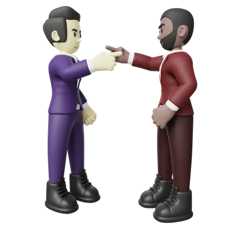 Angry Men Pointing Each Other With Anger 3 D Render 3D Illustration