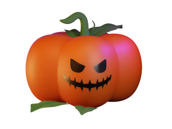 An Evil Pumpkin With A Carved Face 3D Icon