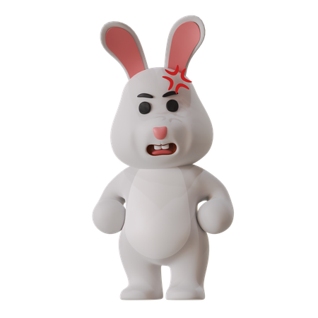 Angry Rabbit  3D Illustration