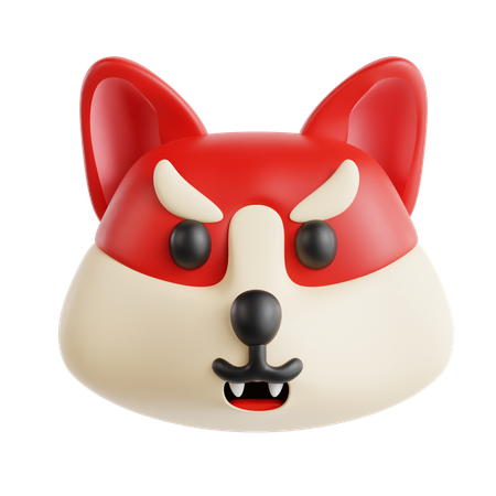 Angry Red Dog Emoji  3D Icon