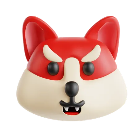 Angry Red Dog Emoji  3D Icon