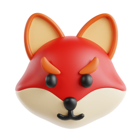 Angry Red Fox Emoji  3D Icon