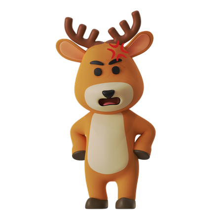 Angry Reindeer  3D Illustration