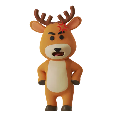 Angry Reindeer  3D Illustration