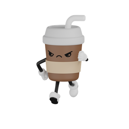 Angry Running Cup  3D Illustration