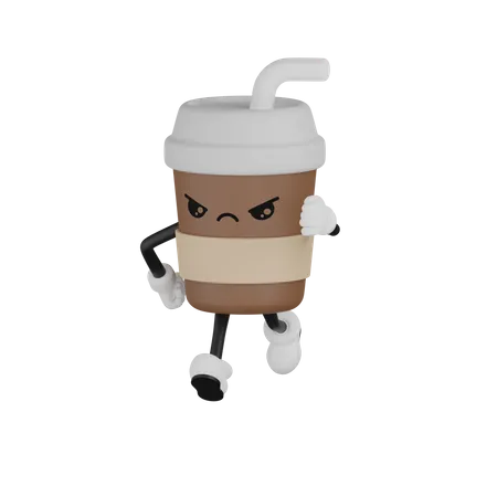 Angry Running Cup  3D Illustration