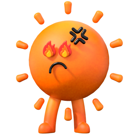 Angry Sun  3D Illustration