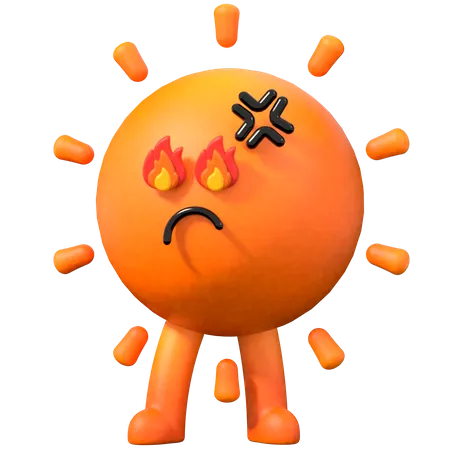 Angry Sun  3D Illustration