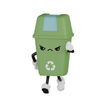 Angry Trash Bin  3D Illustration