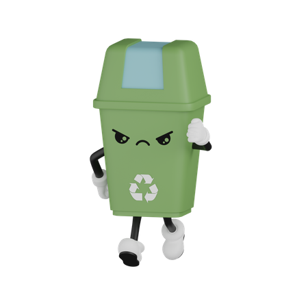 Angry Trash Bin 3D Illustration