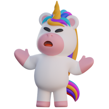 Angry Unicorn  3D Illustration