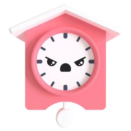 Wall Clock With Angry Face Expression 3D Illustration