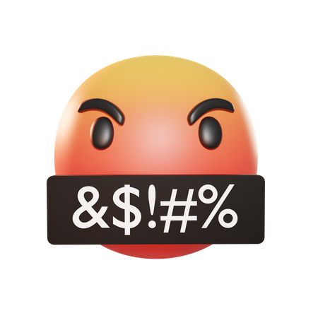 Angry With Symbols On Mouth  3D Icon