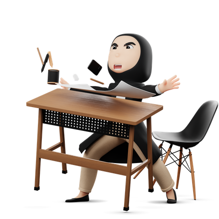 Angry Woman For Overloaded Work  3D Illustration