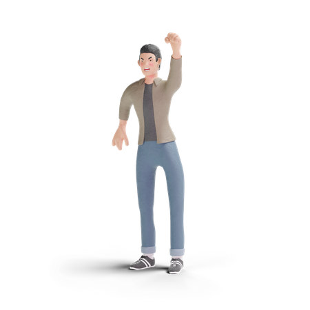 Angry young man 3D Illustration