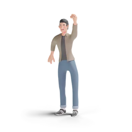 Angry young man 3D Illustration